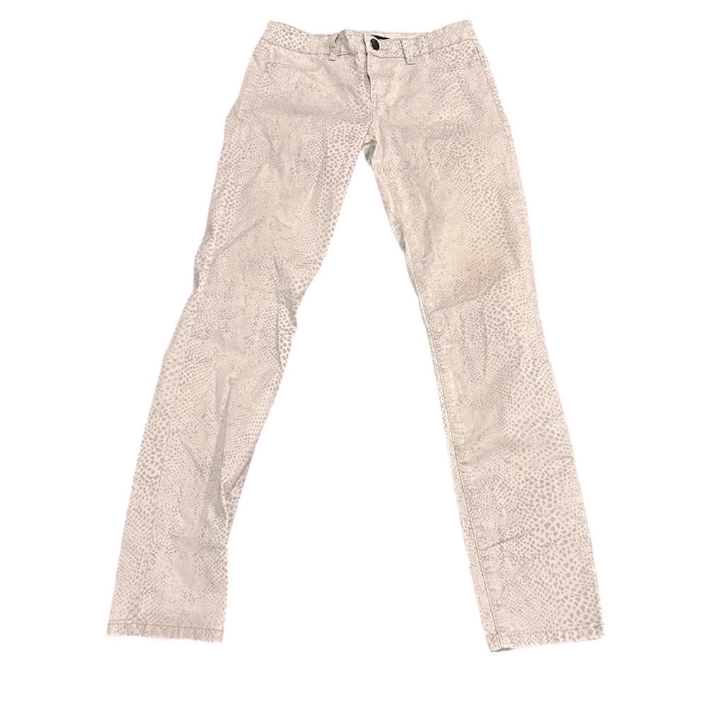 Calvin Klein Women’s Snakeskin Jean Leggings White Grey Stretch Size 27